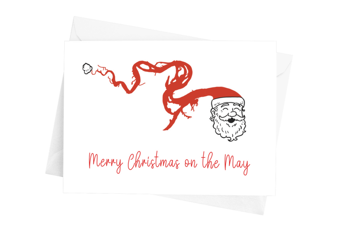 Santa and May River themed Christmas card by Marshpuppy, Lowcountry holiday design printed in USA.