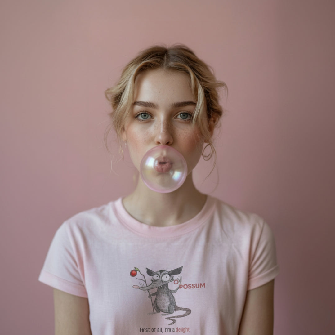 Possum design t-shirt by Marshpuppy, hand-drawn Southern wildlife illustration